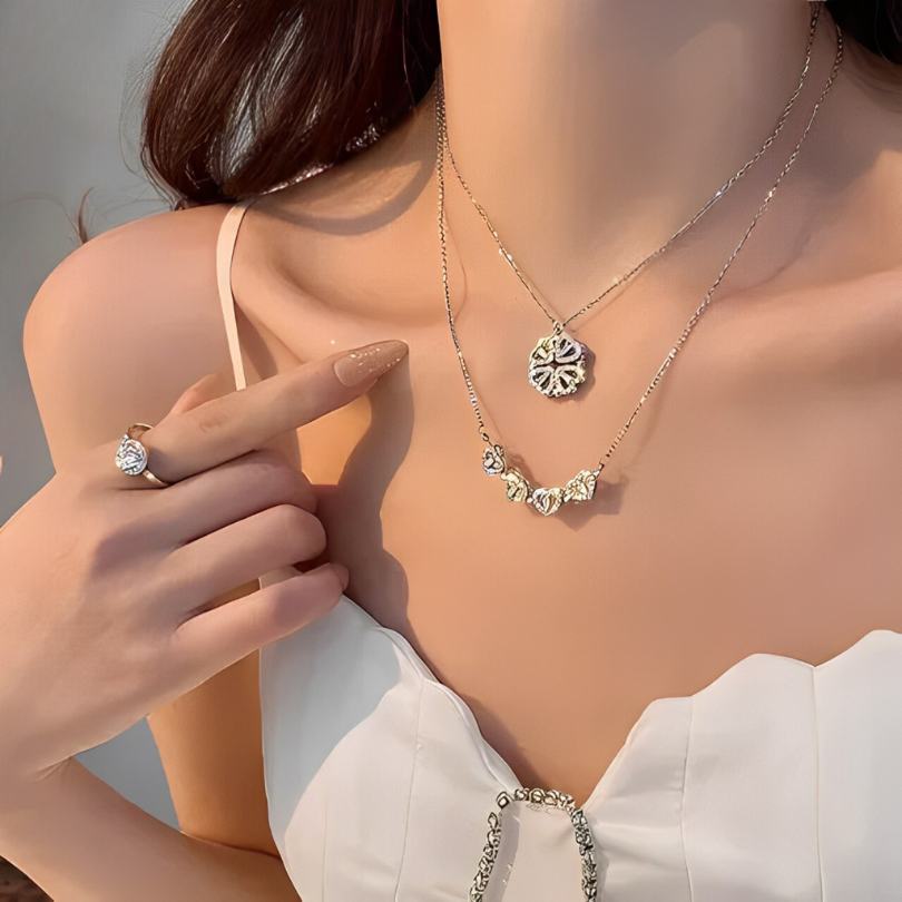 Collar 2 en 1 - Trebol y Corazones